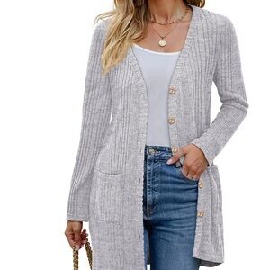 Women's Gray Cardigan Sweater